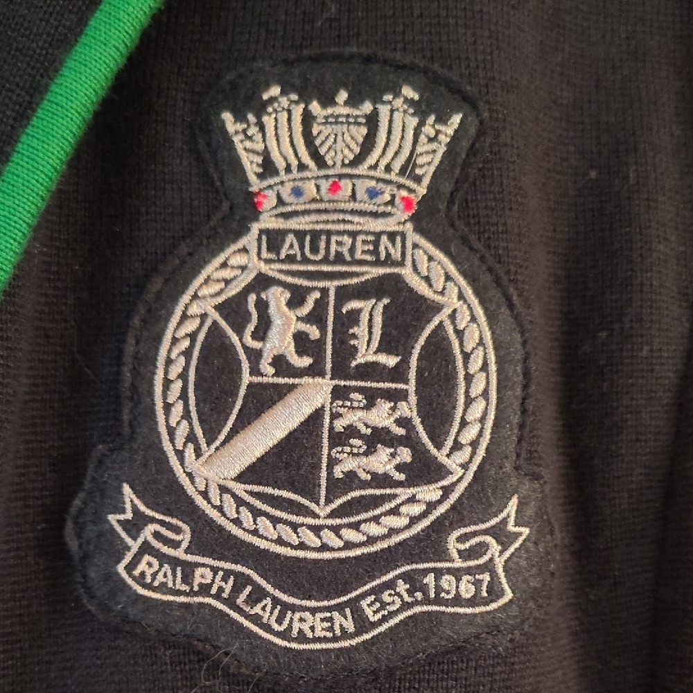 Women's Navy Blazer with Green Trim - Picture 3 of 4